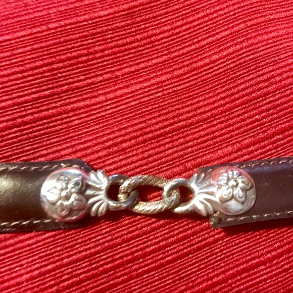 Annabella Beautiful Brown Leather Belt w/Silver - Picture 5 of 6